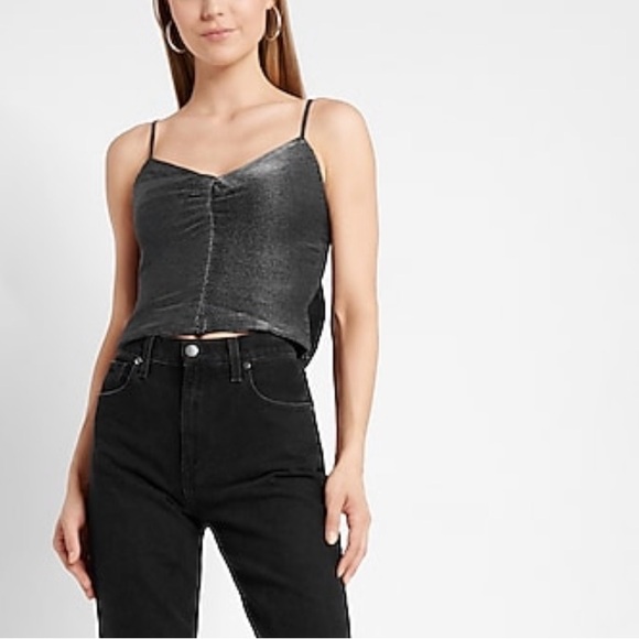 Metallic Pleated Bow Back Cropped Cami Size Medium - Picture 5 of 5